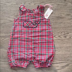 Vineyard Vines Red and Green Plaid Baby Romper